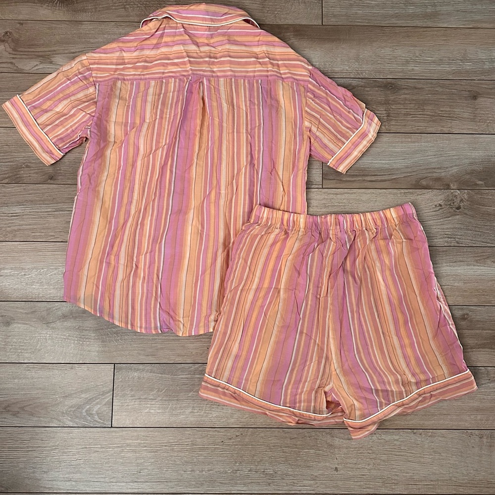 Stars Above Pink and Orange Striped Kids Pajama Set - Picture 2 of 3